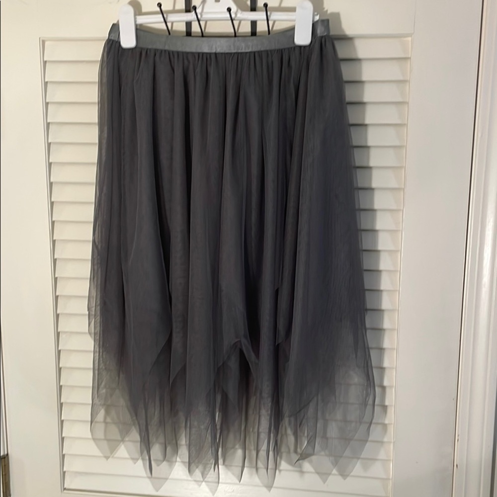 Source Unknown Gray Asymmetrical Midi Grunge Net … - image 5